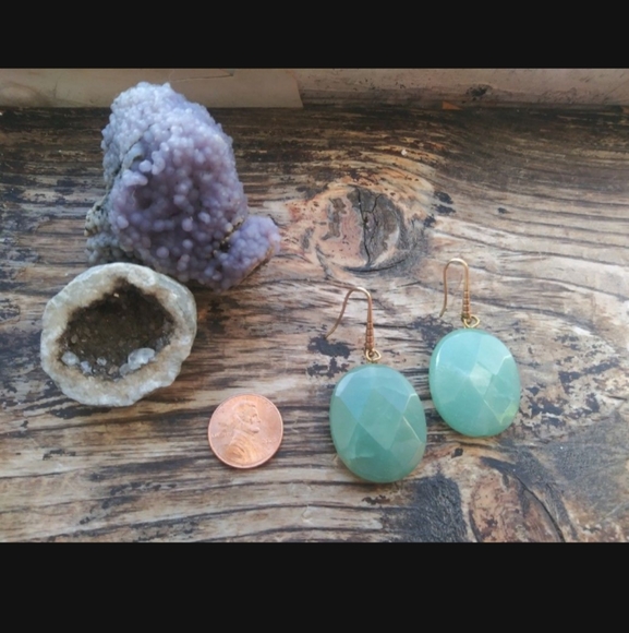 Aventurine Earrings on Pretty Brass Hooks! - Picture 2 of 3